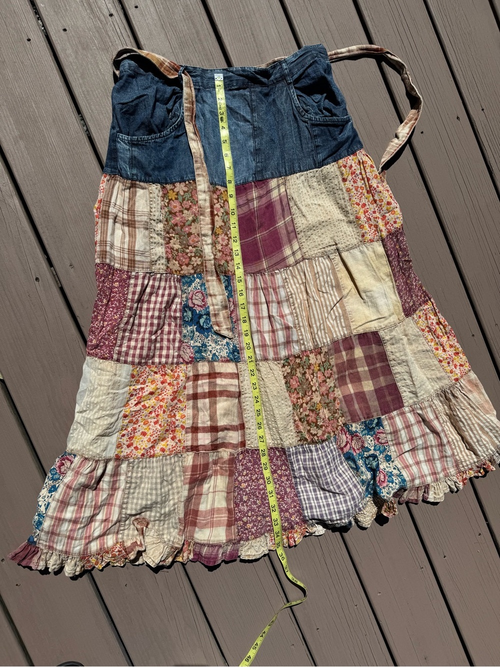 Bohemian Patchwork Denim BoHo skirt young threads - Picture 10 of 11